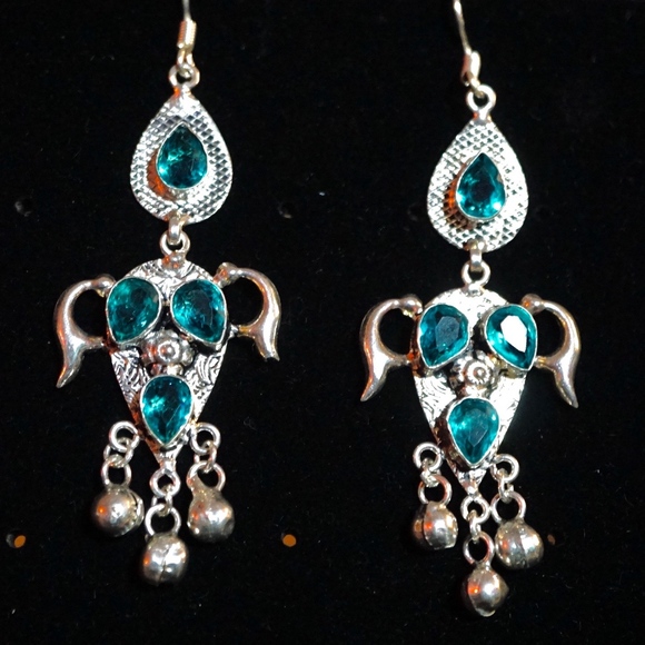 Sterling Silver and Teal Quartz Chandelier Earring - Picture 2 of 5